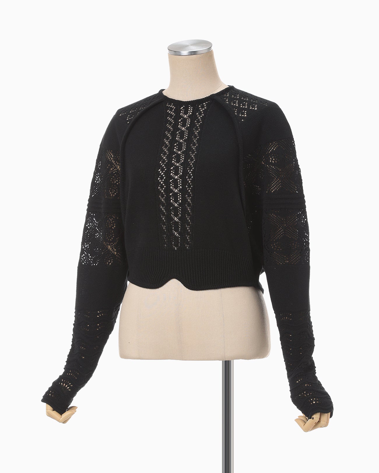 Lace Knitted Top - black