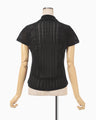 Lace Stripe Knitted Top - black