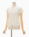 Lace Stripe Knitted Top - white