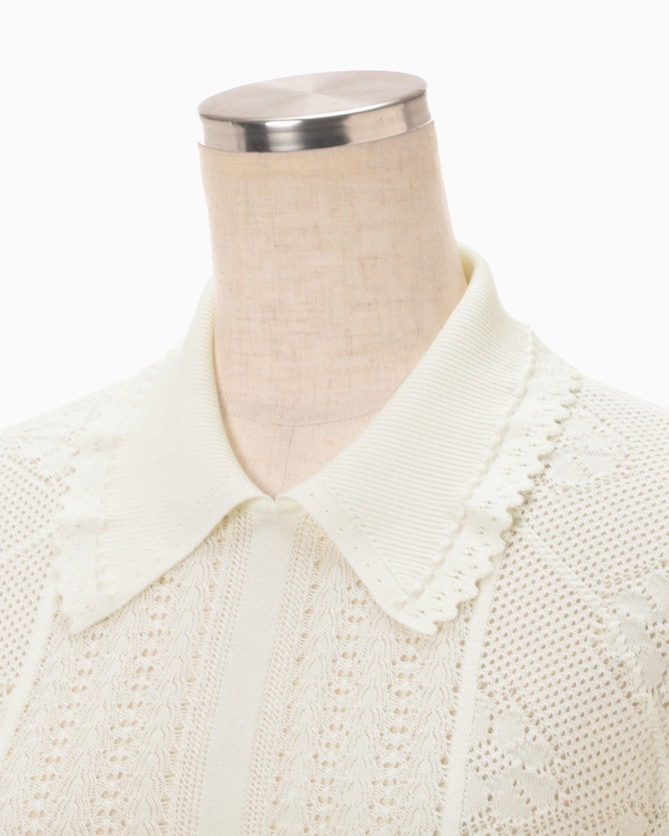 Lace Stripe Knitted Top - white