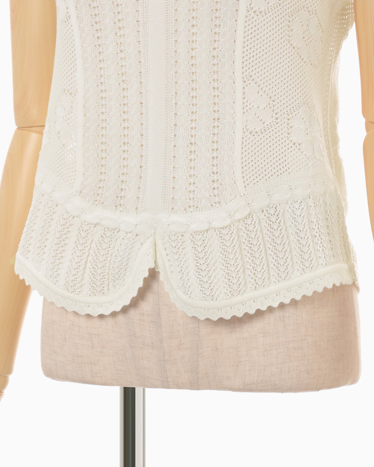 Lace Stripe Knitted Top - white