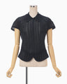 Lace Stripe Knitted Top - navy