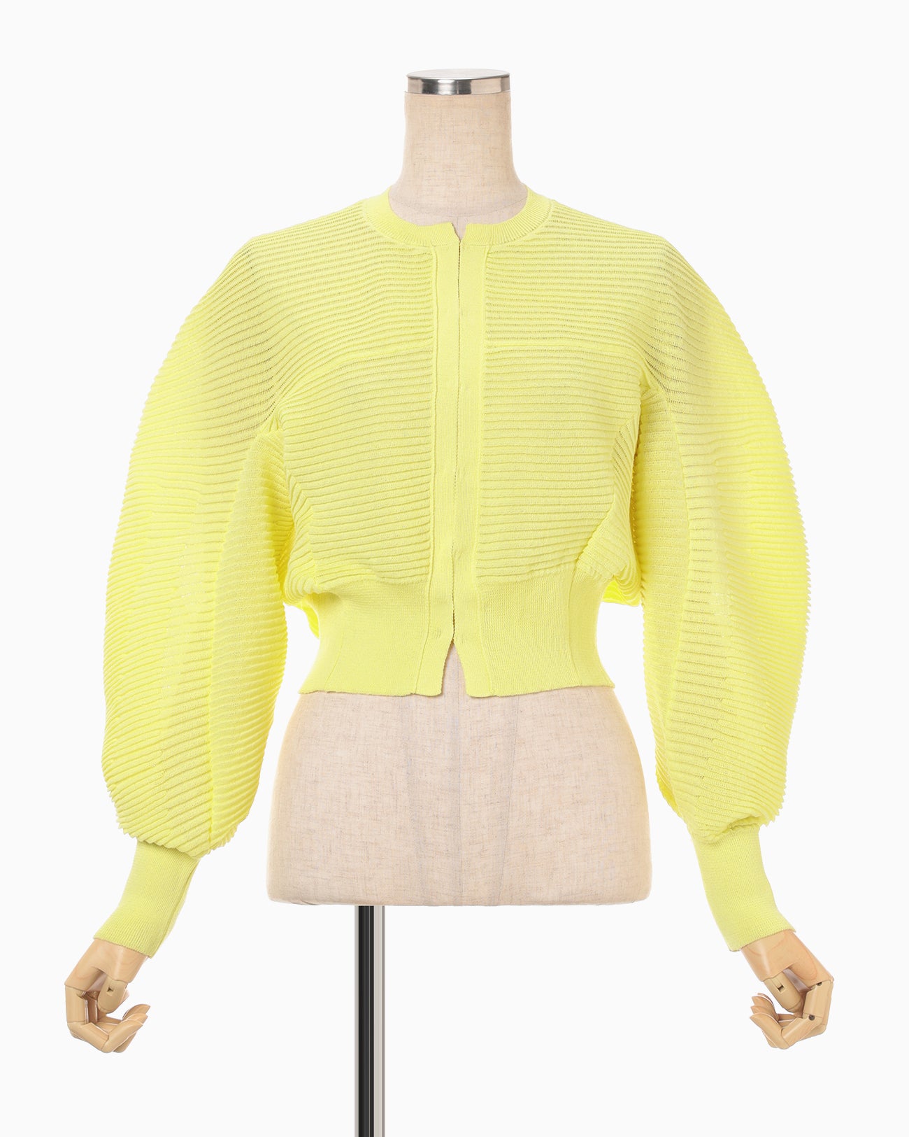 Curved Sleeve Knitted Cardigan - yellow