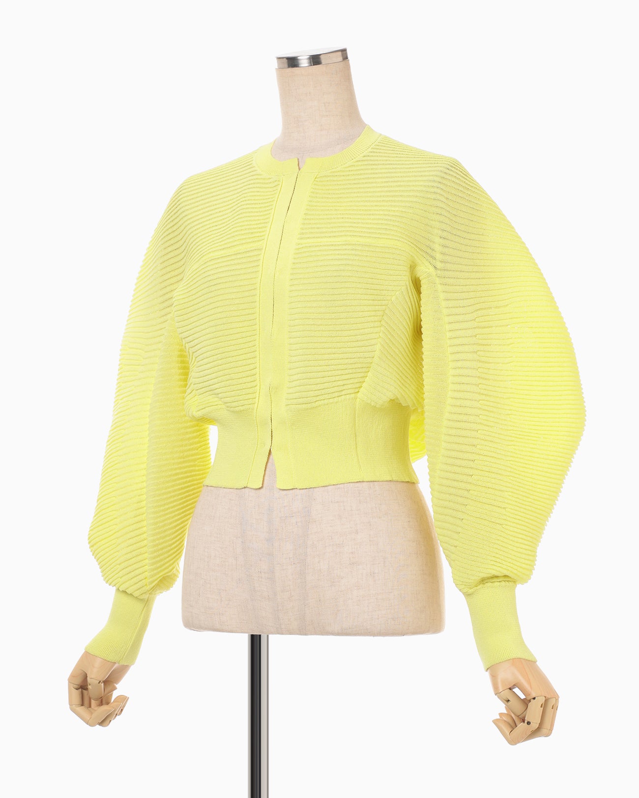 Curved Sleeve Knitted Cardigan - yellow