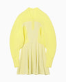 Curved Sleeve Knitted Dress - yellow