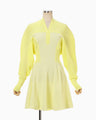 Curved Sleeve Knitted Dress - yellow