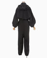 Split Yarn Hooded Jump Suit - black