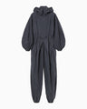 Split Yarn Hooded Jump Suit - navy