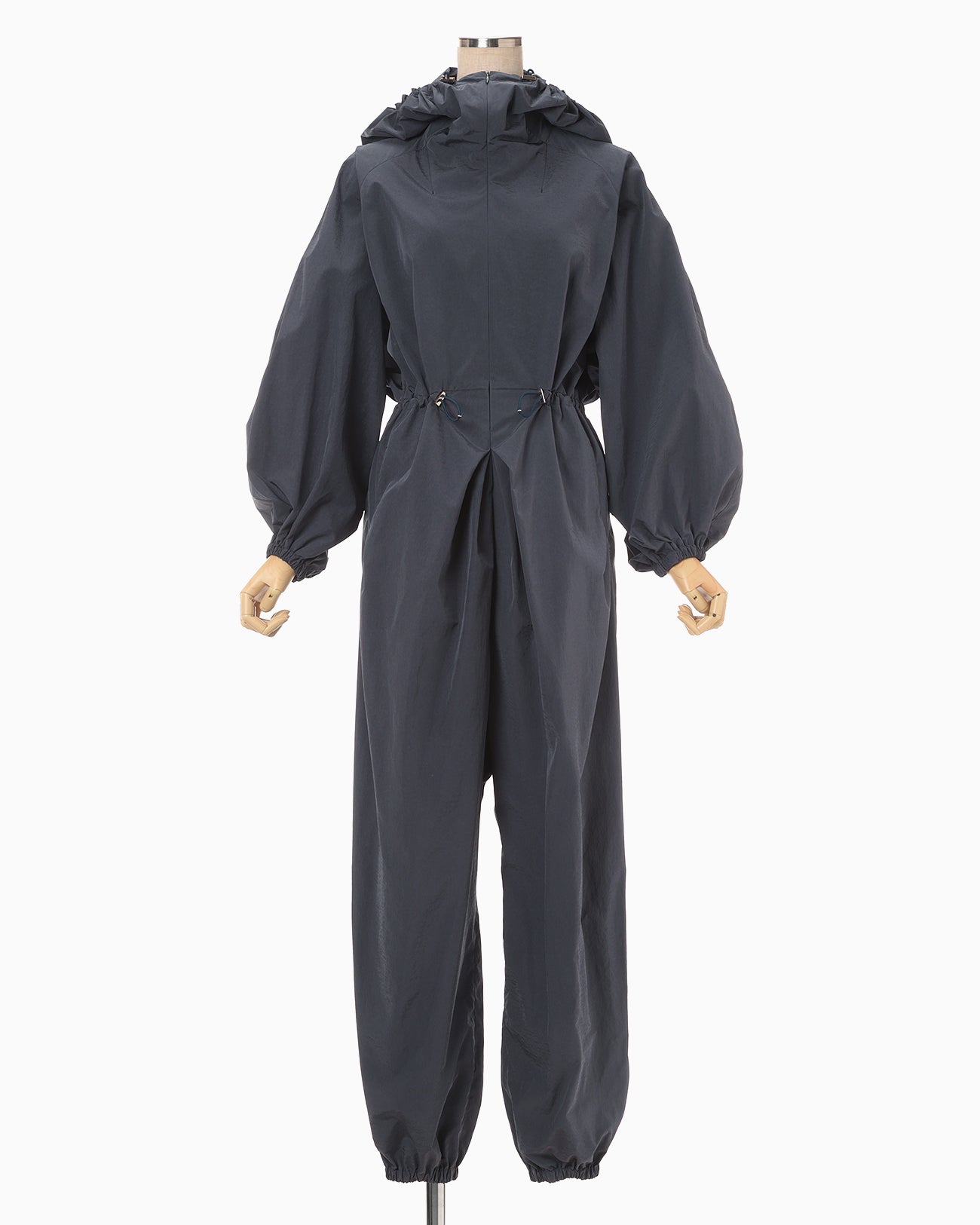 Split Yarn Hooded Jump Suit - navy