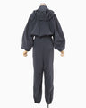 Split Yarn Hooded Jump Suit - navy