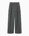 Organic Cotton Twill High Waisted Wide Trousers - grey