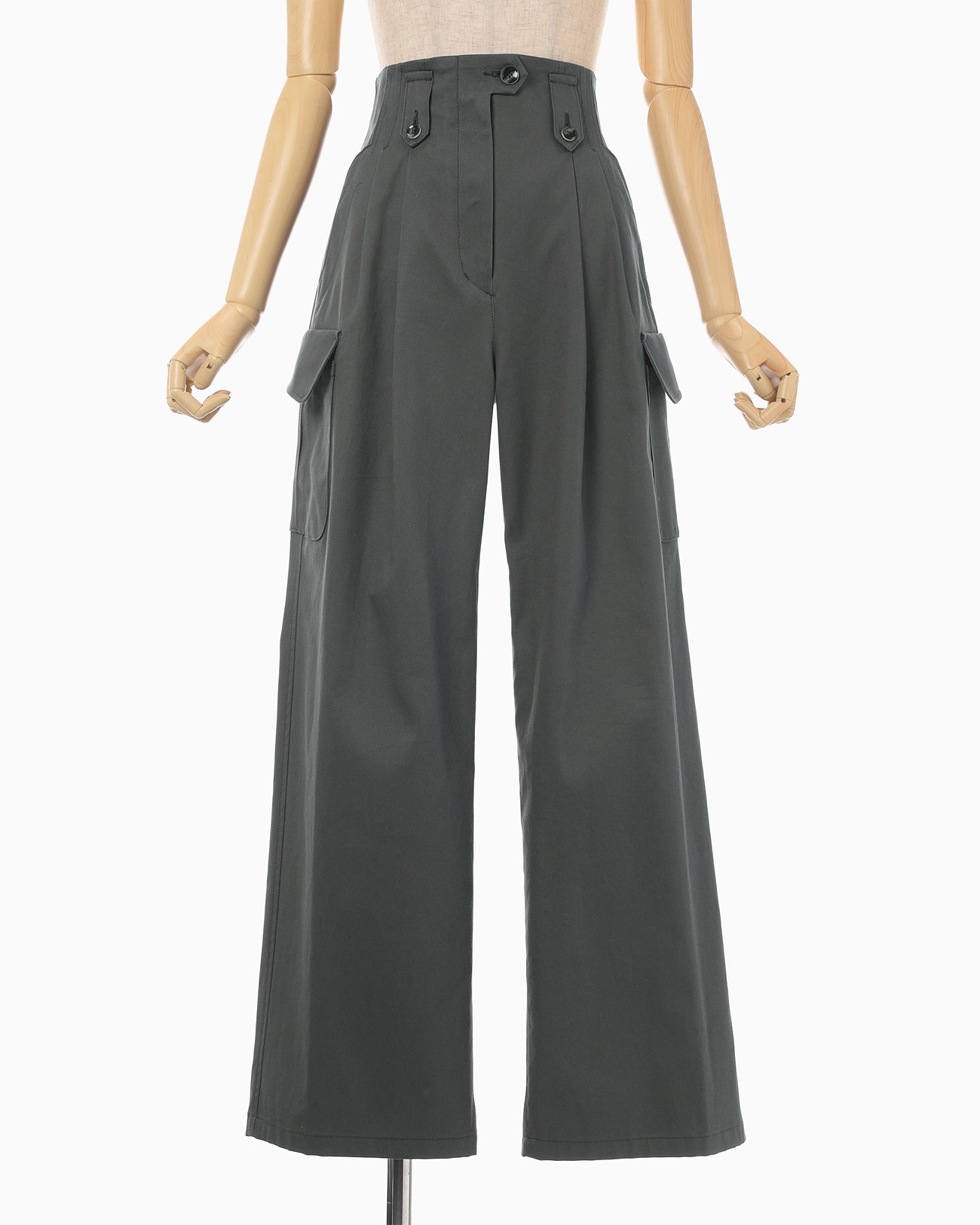 Organic Cotton Twill High Waisted Wide Trousers - grey