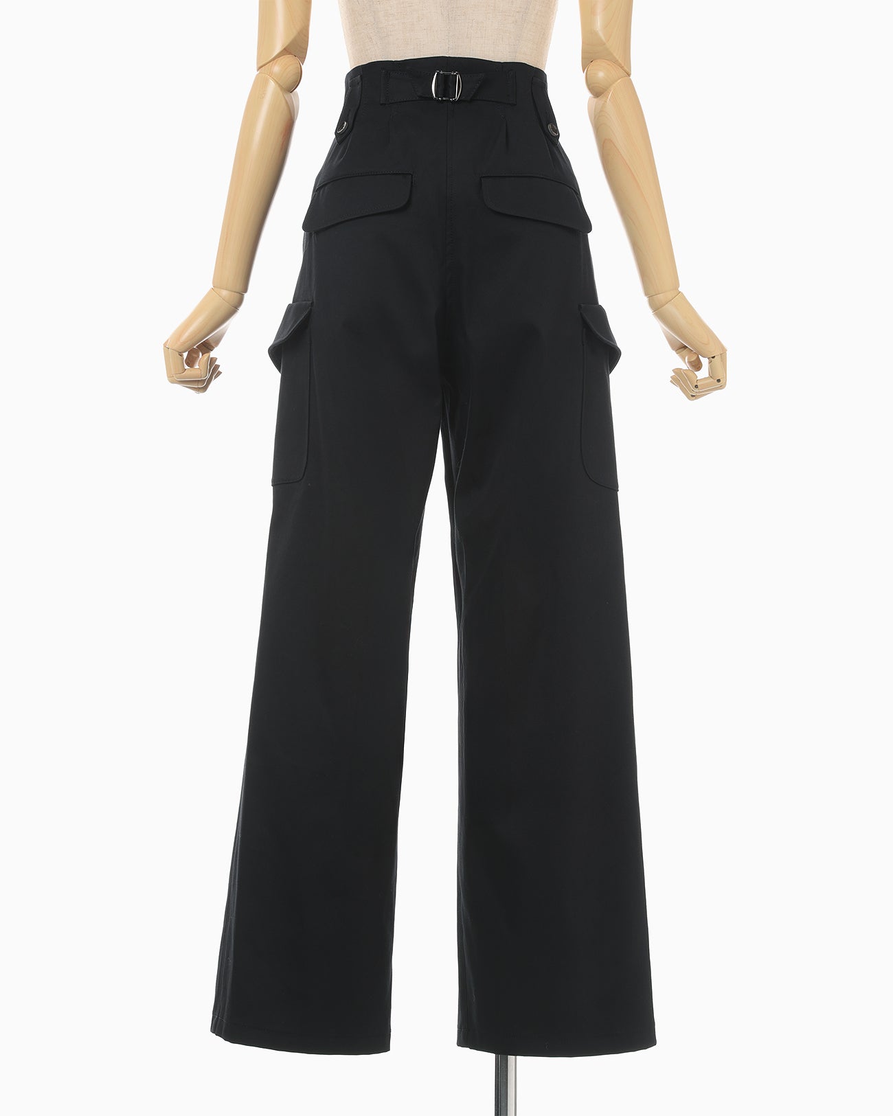 Organic Cotton Twill High Waisted Wide Trousers - navy