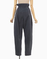 Split Yarn High Waisted Drawstring Trousers - navy