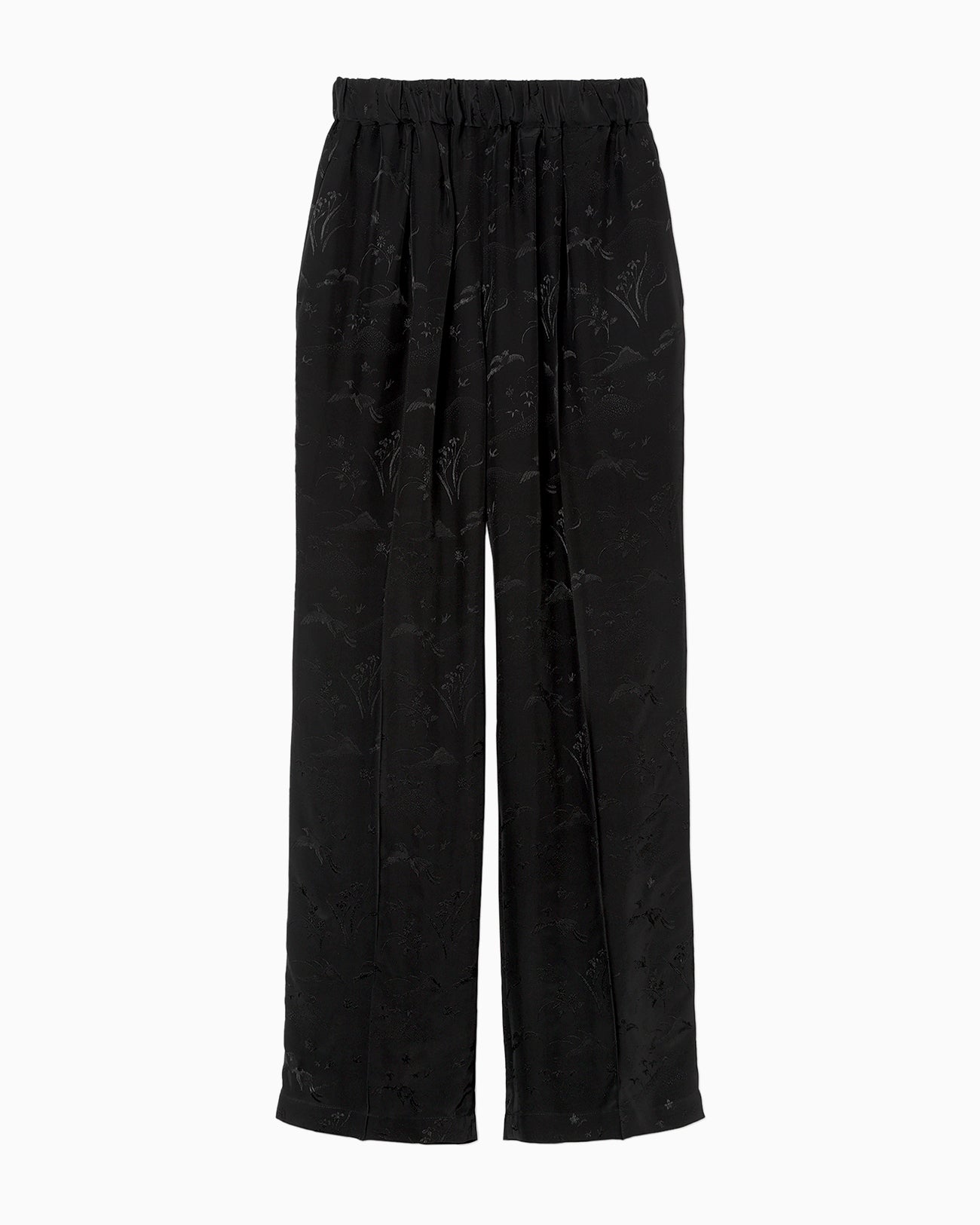 Viscose Rayon Floral Jacquard Trousers - black