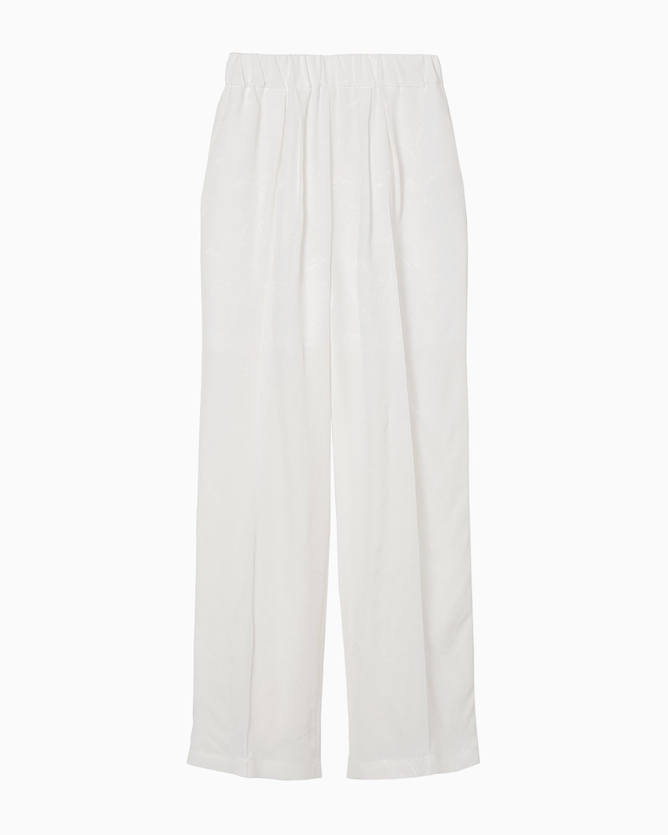 Viscose Rayon Floral Jacquard Trousers - white