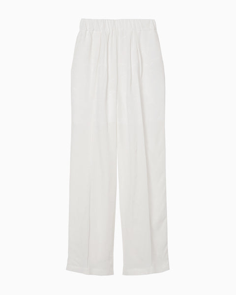 Viscose Rayon Floral Jacquard Trousers - white