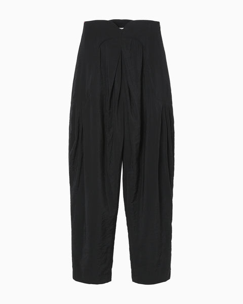 Volume Tuck High Waisted Wide Trousers - black