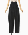 Volume Tuck High Waisted Wide Trousers - black