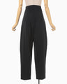 Volume Tuck High Waisted Wide Trousers - black