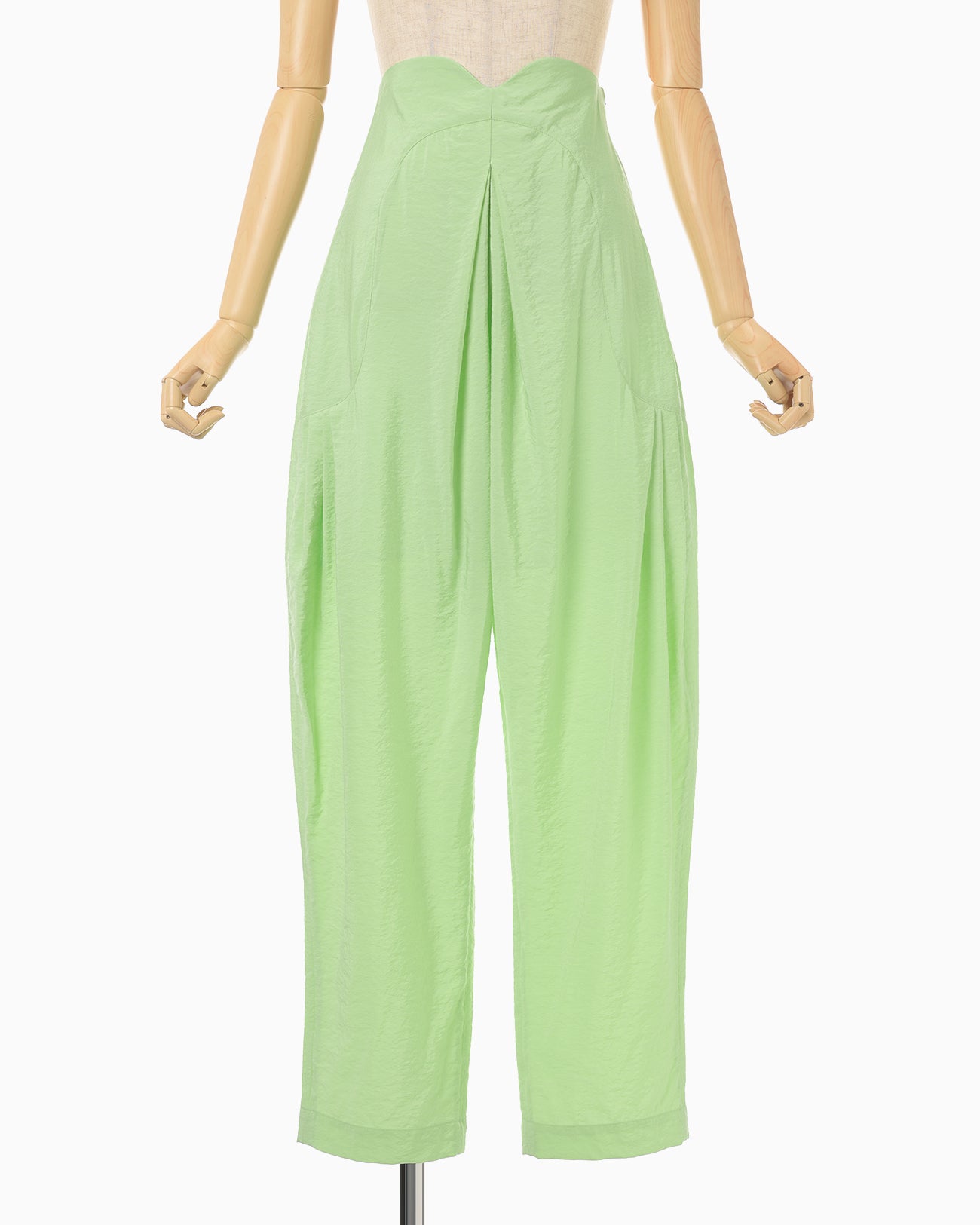 Volume Tuck High Waisted Wide Trousers - light green