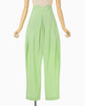 Volume Tuck High Waisted Wide Trousers - light green