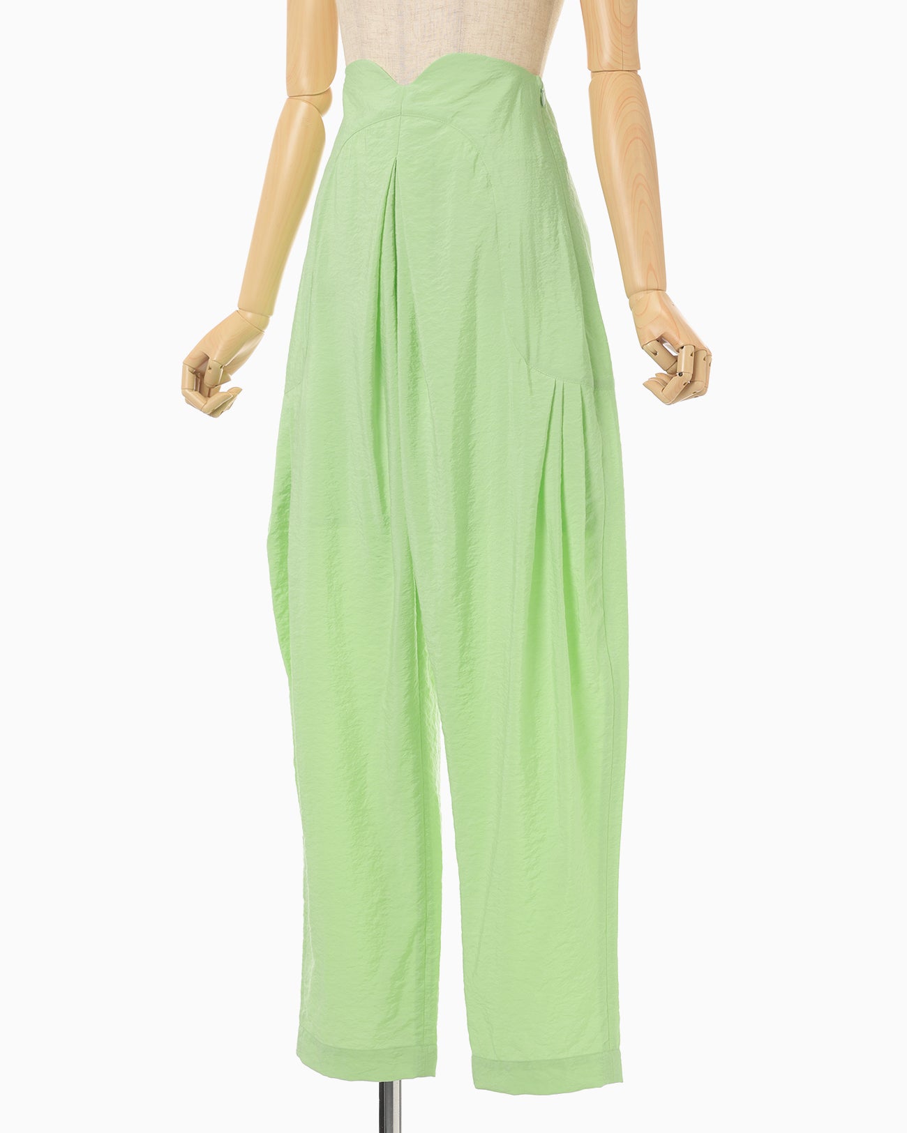 Volume Tuck High Waisted Wide Trousers - light green