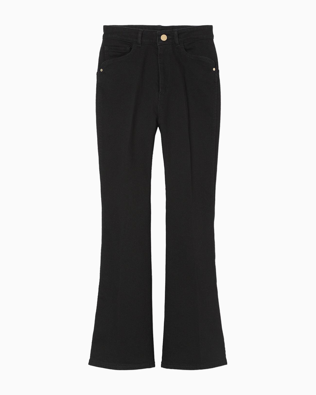 Stretch Cropped Flare Jeans - black