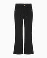 Stretch Cropped Flare Jeans - black