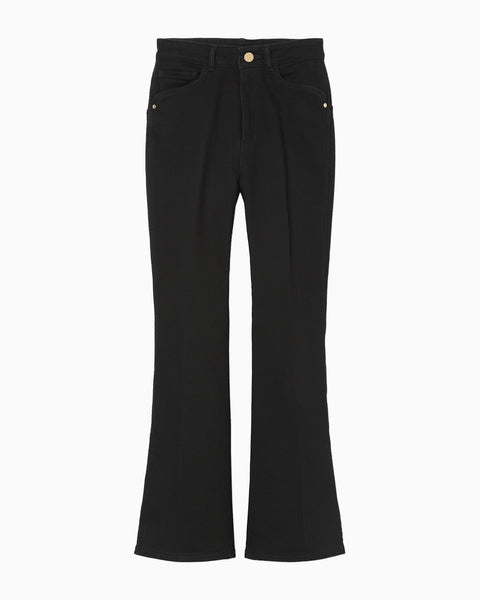 Stretch Cropped Flare Jeans - black