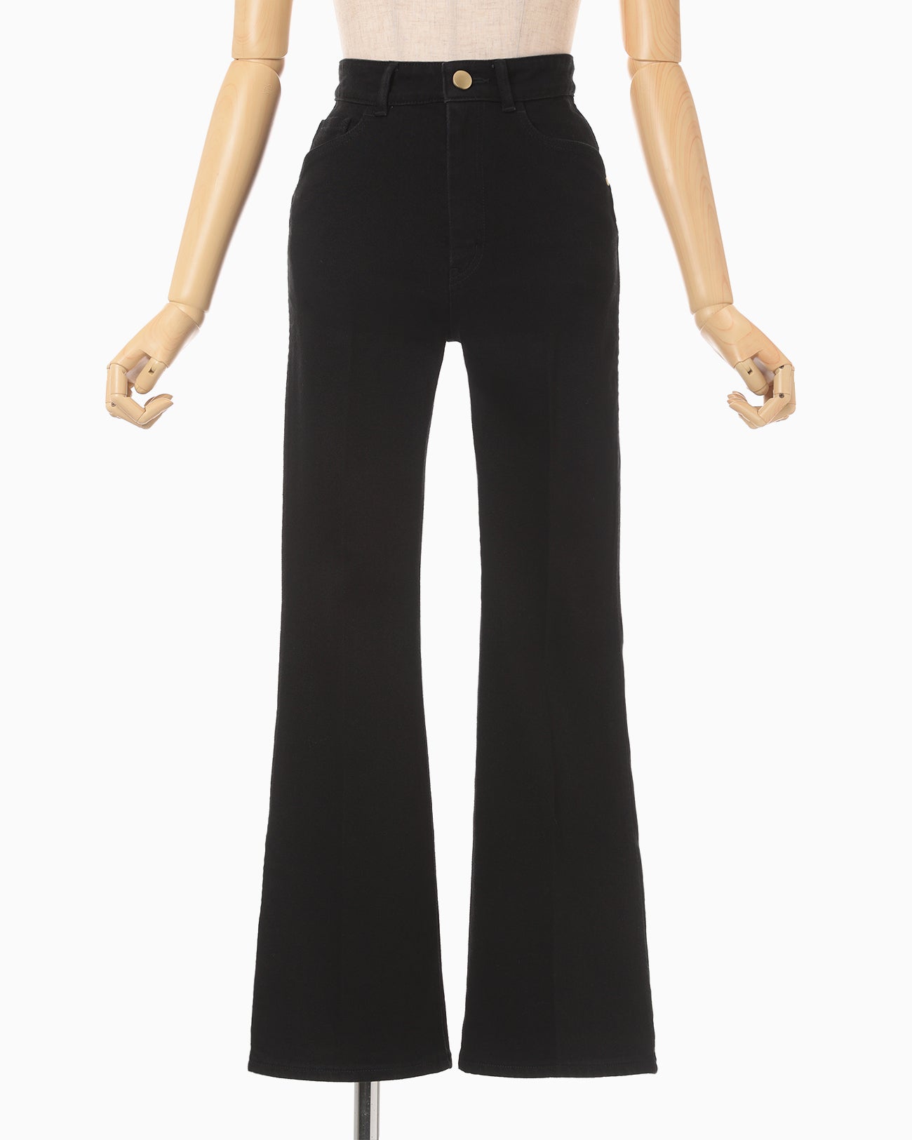 Stretch Cropped Flare Jeans - black