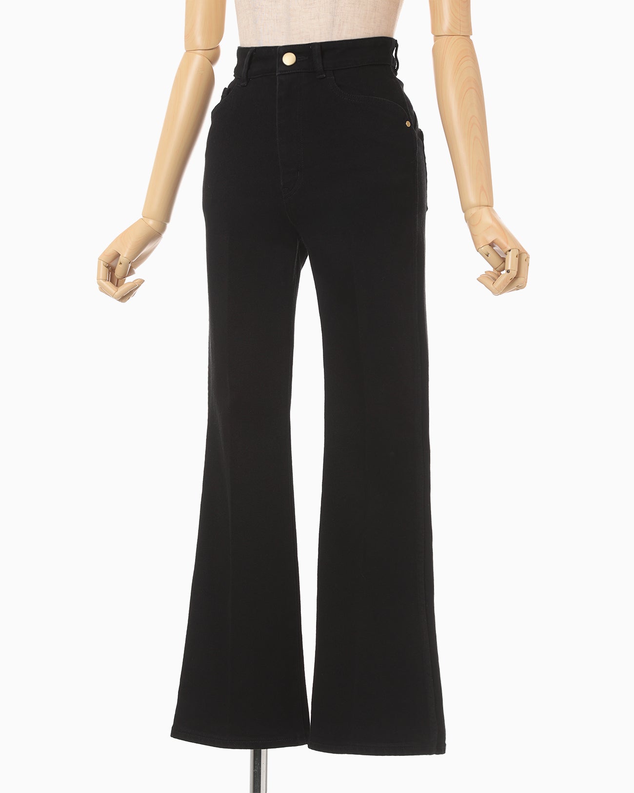 Stretch Cropped Flare Jeans - black