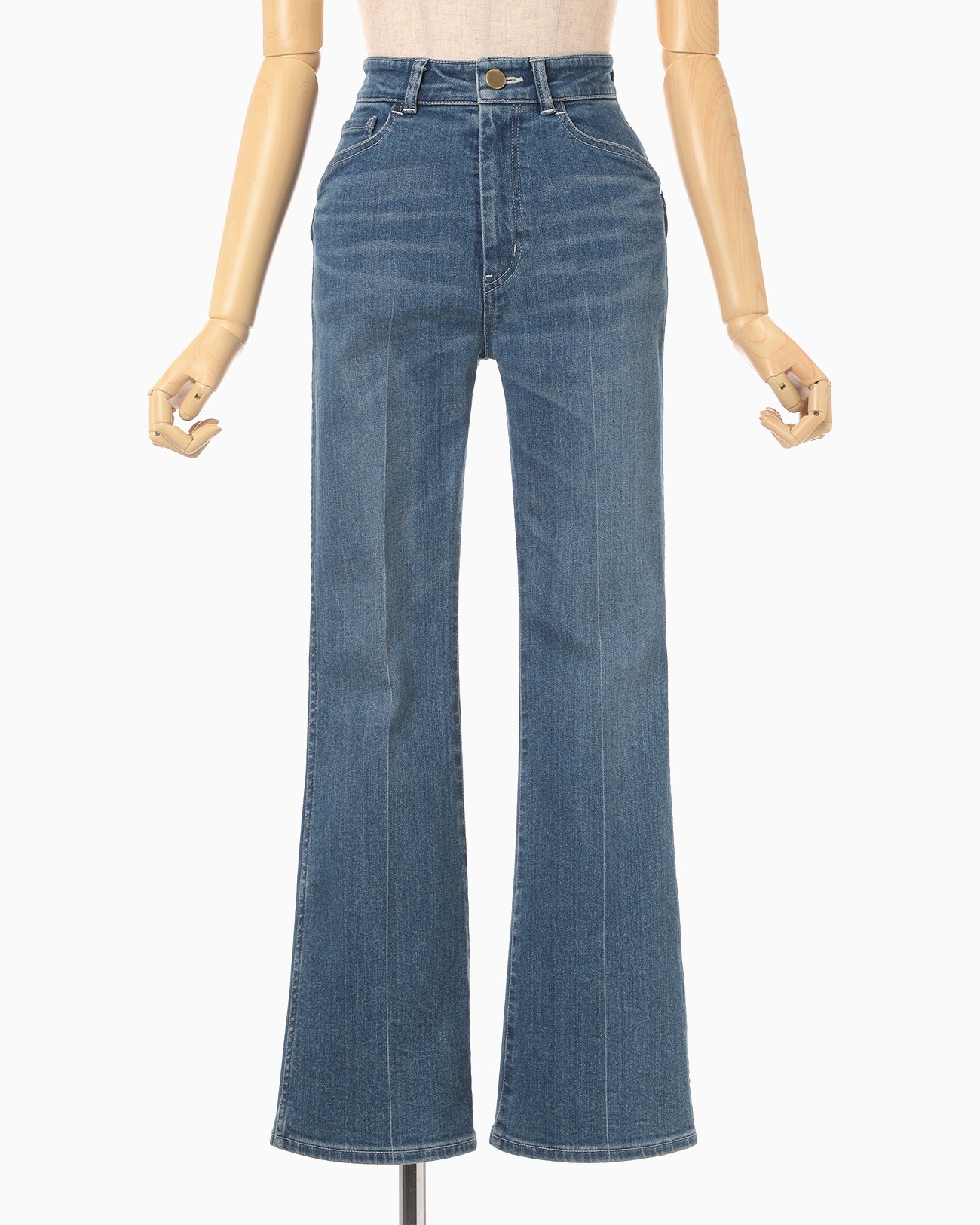 Stretch Cropped Flare Jeans - blue