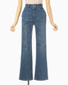 Stretch Cropped Flare Jeans - blue