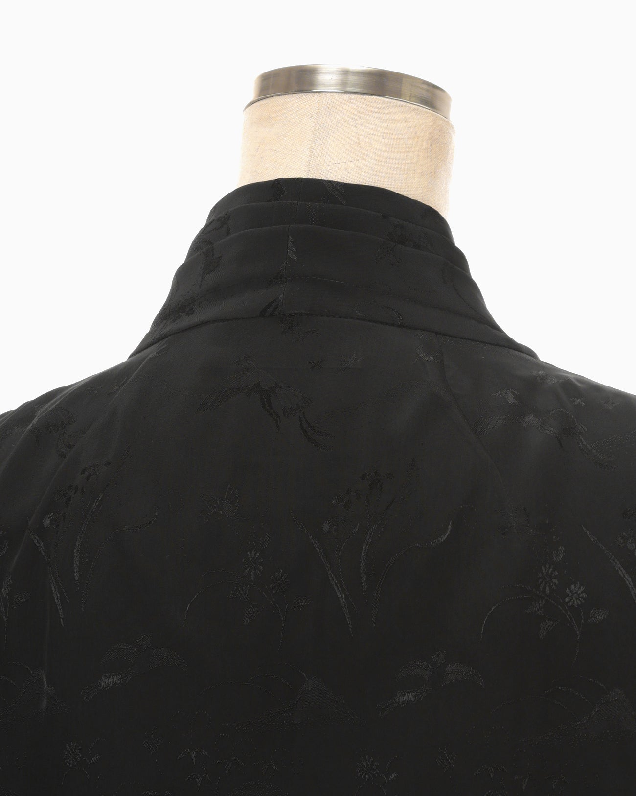 Viscose Rayon Floral Jacquard Double Breasted Shirt - black