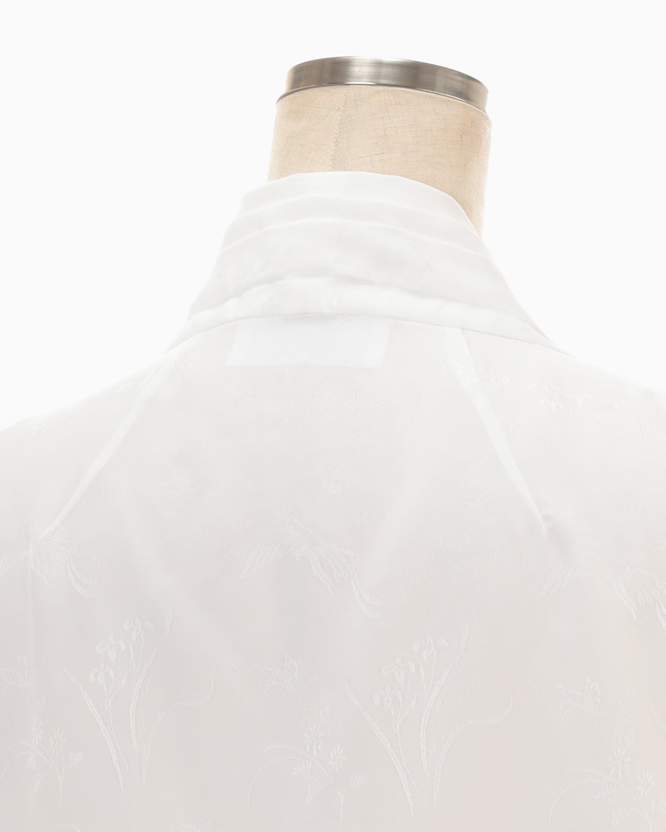 Viscose Rayon Floral Jacquard Double Breasted Shirt - white