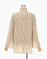 Floral Jacquard Hight Neck Blouse - ecru