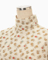 Floral Jacquard Hight Neck Blouse - ecru