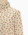 Floral Jacquard Hight Neck Blouse - ecru