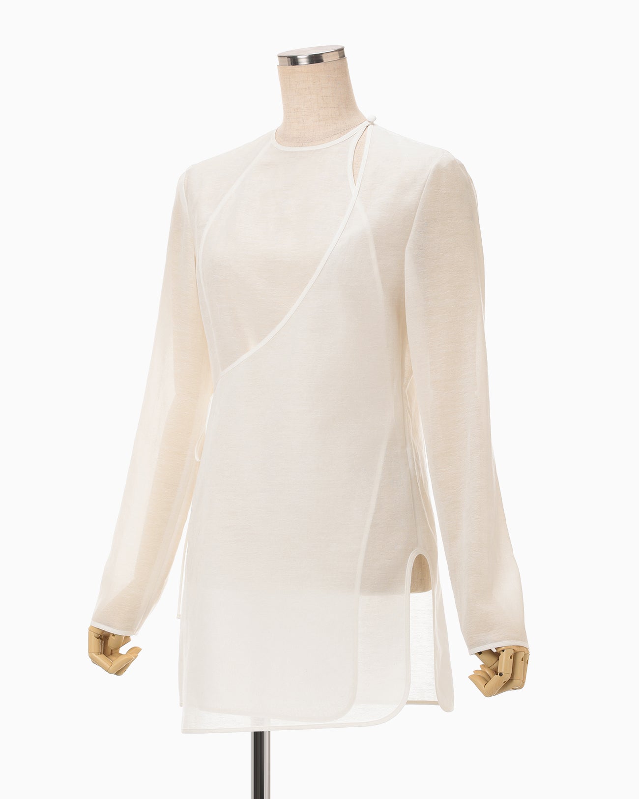 Botanical Motif Sheer Top - white