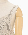 Cording Embroidery Vest - ecru