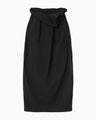 Split Yarn High Waisted Drawstring Skirt - black