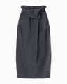 Split Yarn High Waisted Drawstring Skirt - navy