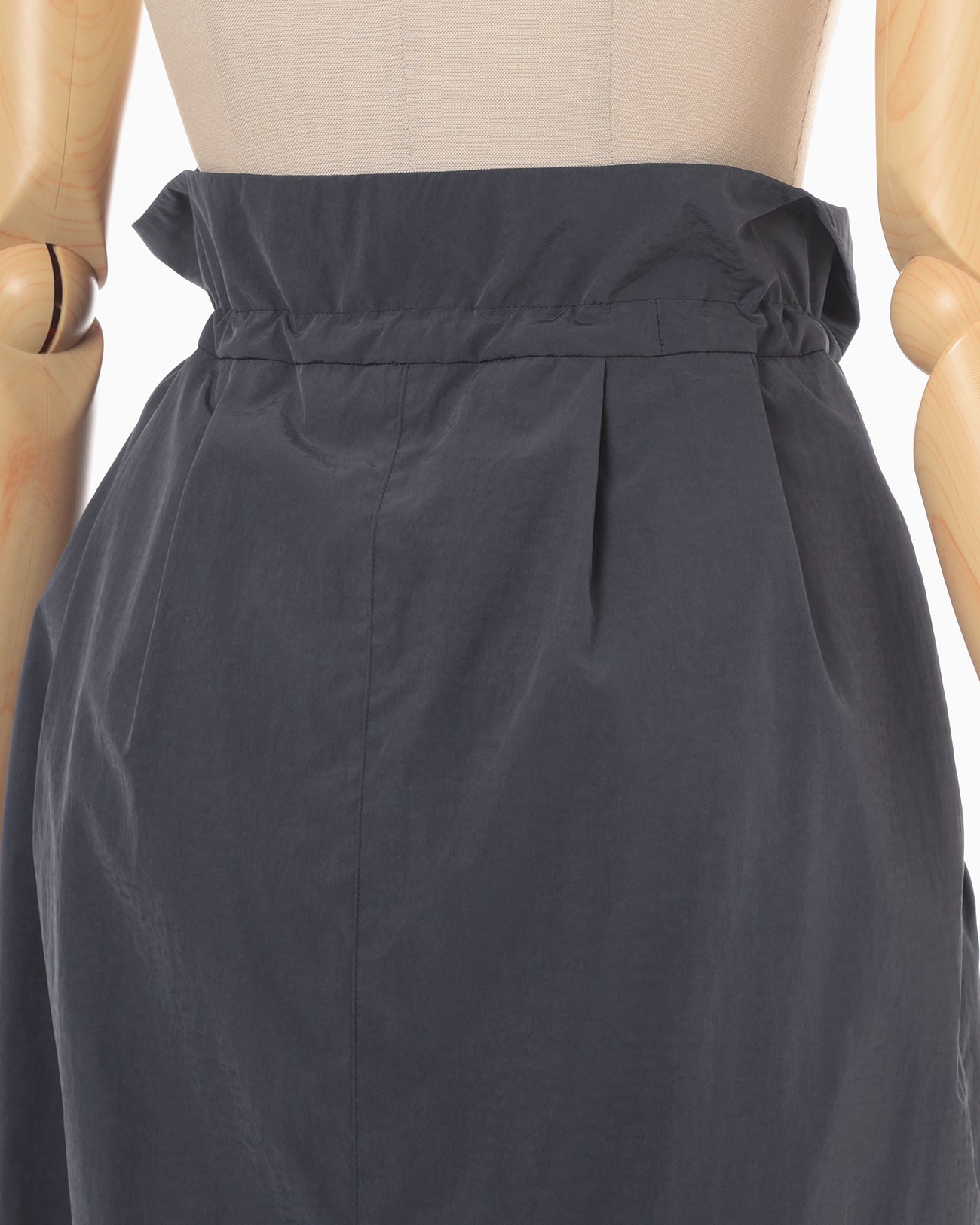 Split Yarn High Waisted Drawstring Skirt - navy