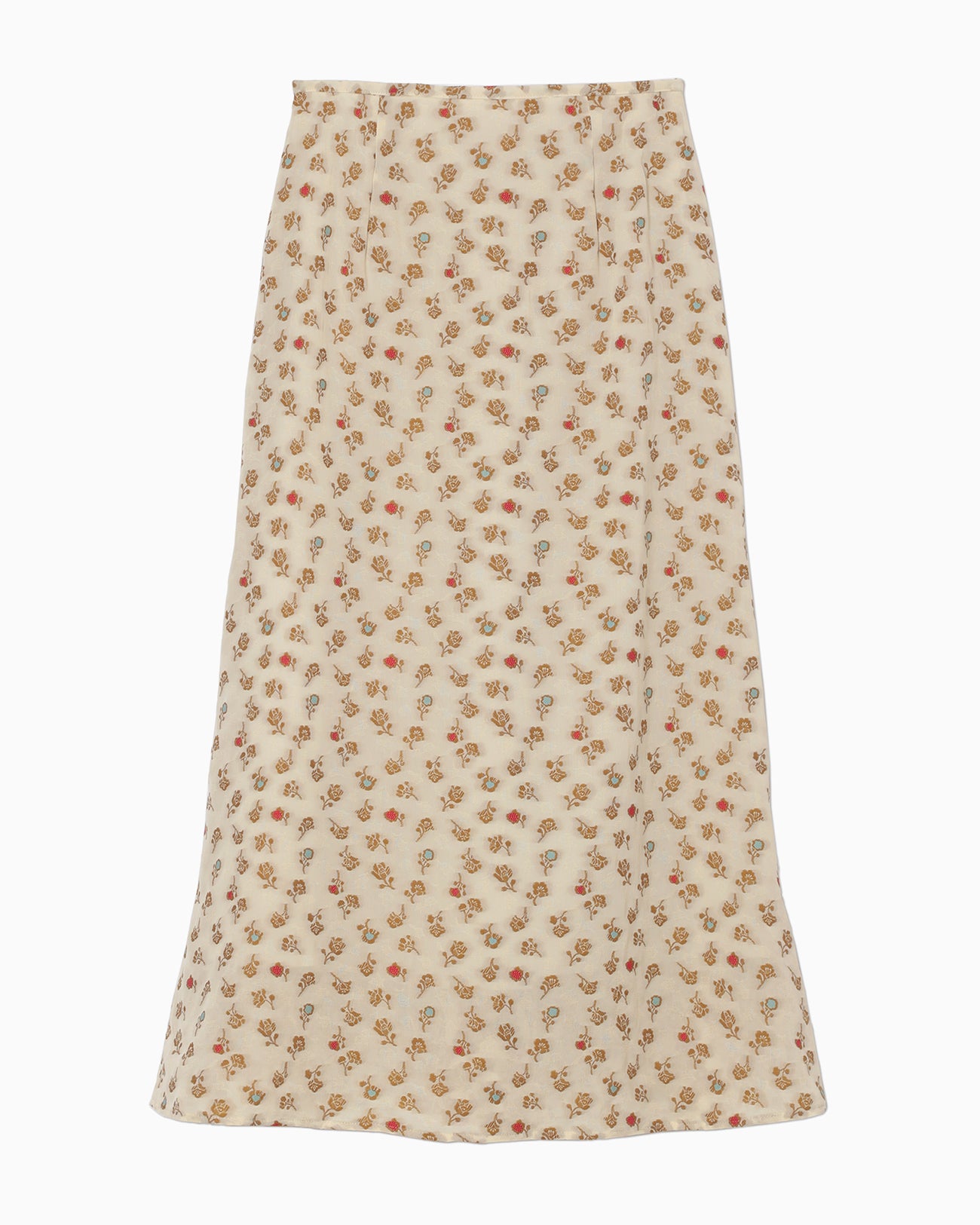 Floral Jacquard A-Line Skirt - ecru