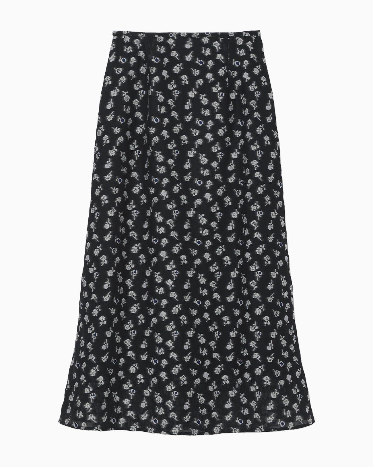 Floral Jacquard A-Line Skirt - navy