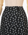 Floral Jacquard A-Line Skirt - navy