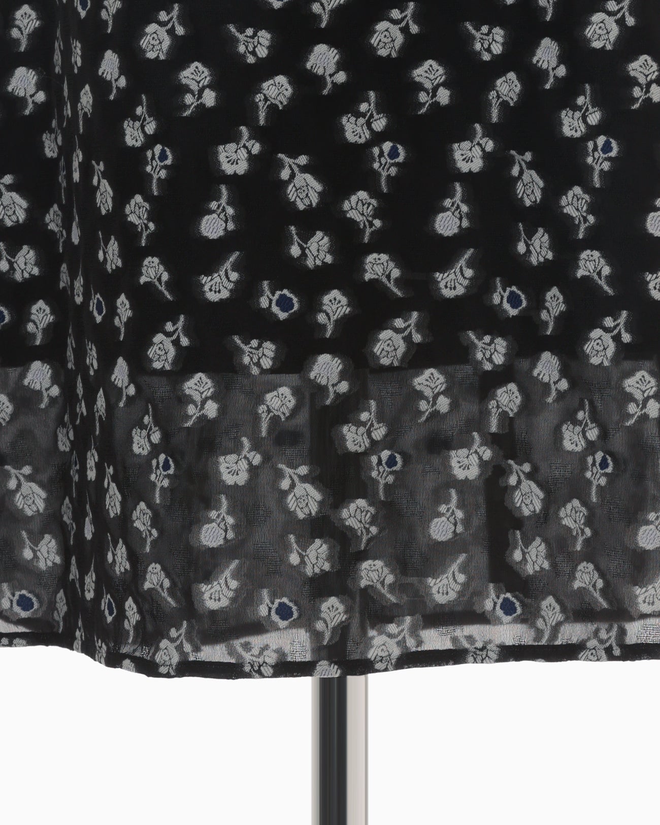 Floral Jacquard A-Line Skirt - navy