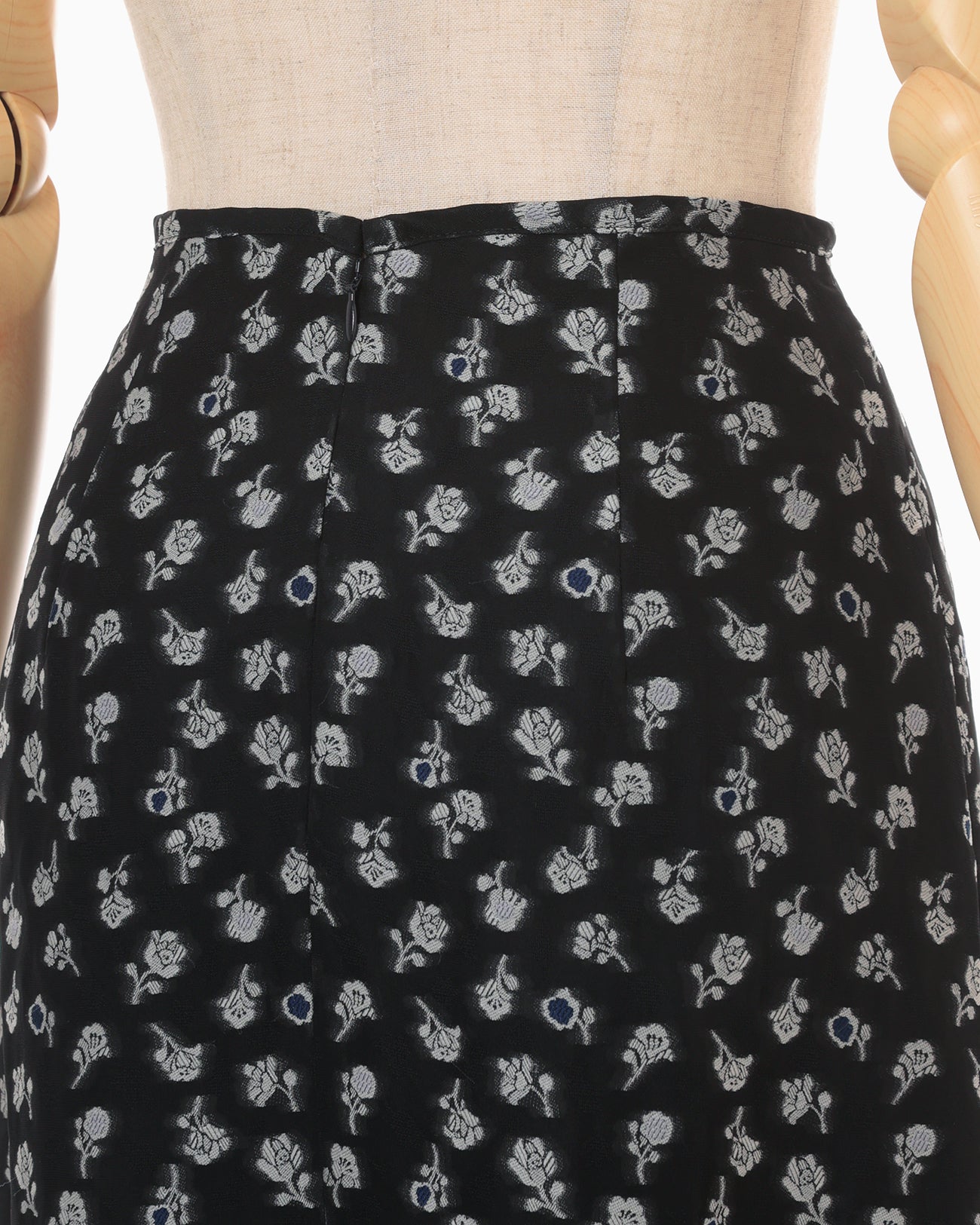 Floral Jacquard A-Line Skirt - navy