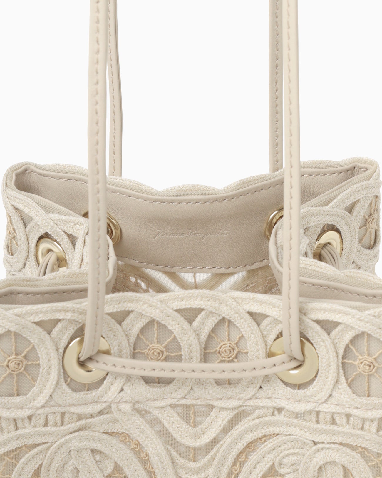 Cording Embroidery Bucket Bag - beige